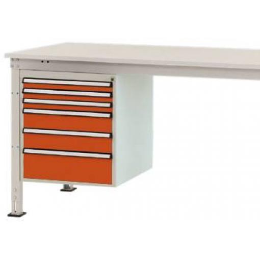 Manuflex ZB4913.2001 Vestavné pouzdro, Nutzhohe stacionárně 500 mm s 6 šuplíky. Pro stolní hloubka 1000 mm
