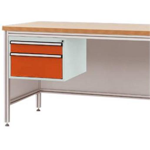 Manuflex ZB4572.2001 Pouzdro pro hliníkový pracovní stoly, Nutzhohe 300 mm s 2 přihrádkami, na stůl hloubka 800 mm