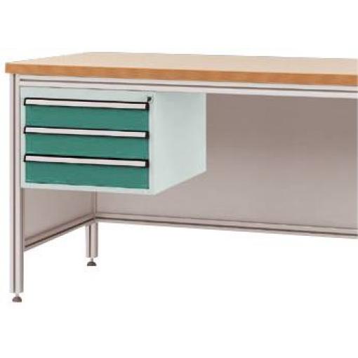 Manuflex ZB4622.0001 Pouzdro pro hliníkový pracovní stoly, Nutzhohe 300 mm s 3 přihrádkami, na stůl hloubka 800 mm