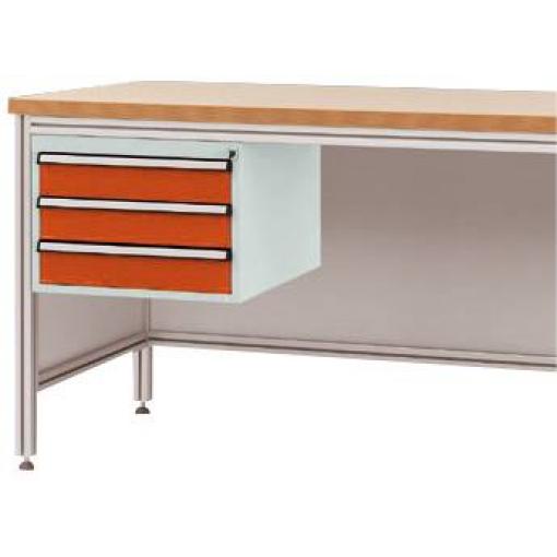 Manuflex ZB4625.2001 Pouzdro pro hliníkový pracovní stoly, Nutzhohe 300 mm s 3 přihrádkami, na stůl hloubka 600 mm