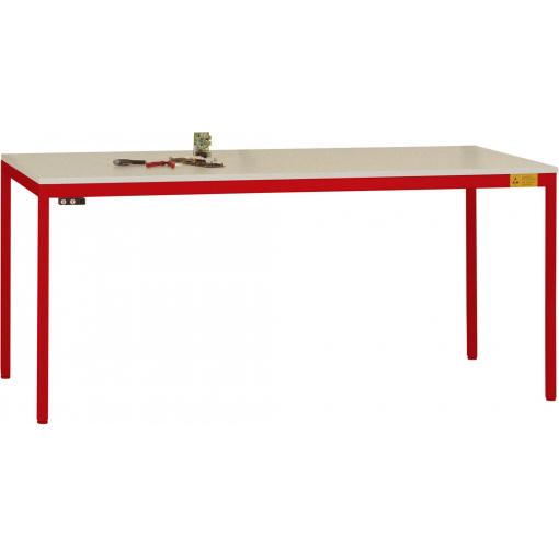 Manuflex LD1918.3003 ESD ESD pracovní stůl UNIDESK s Melaminplatte, rubínově červená RAL 3003, Šxhxv = 1600 x 800 x 720-730 mm rubínově červená