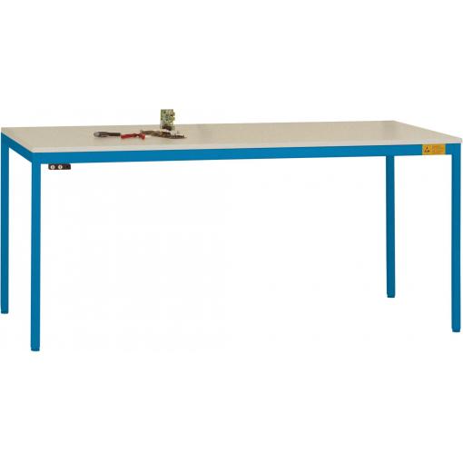 Manuflex LD1918.5007 ESD ESD pracovní stůl UNIDESK s Melaminplatte, briliantově modrá RAL 5007, Šxhxv = 1600 x 800 x 720-730 mm brilantní modrá (RAL 5007)