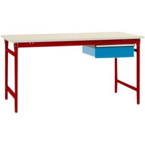 Manuflex BB5237.3003 Kompletní servírovací stolek základní stacionárně s plastová destička + jednotlivé zásuvky, Šxhxv: 1000 x 800 x 780 mm rubínově červená