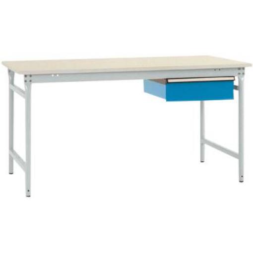 Manuflex BB5251.7035 Kompletní servírovací stolek základní stacionárně s Melamin-Platte + jednotlivé zásuvky, Šxhxv: 1500 x 800 x 780 mm šedobílá (RAL 7035)