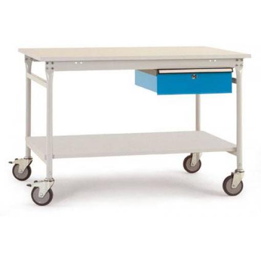Manuflex BB5357.0002 Kompletní servírovací stolek základní mobilně se plastová destička + jednotlivé zásuvky, Šxhxv: 1500 x 800 x 850 mm šedobílá (RAL 7035)