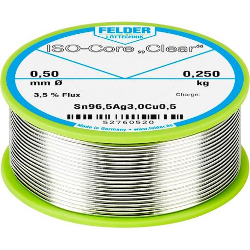 Felder ISO-Core Clear SAC305 pájecí cín cívka Sn96,5Ag3Cu0,5 0.250 kg 0.5 mm