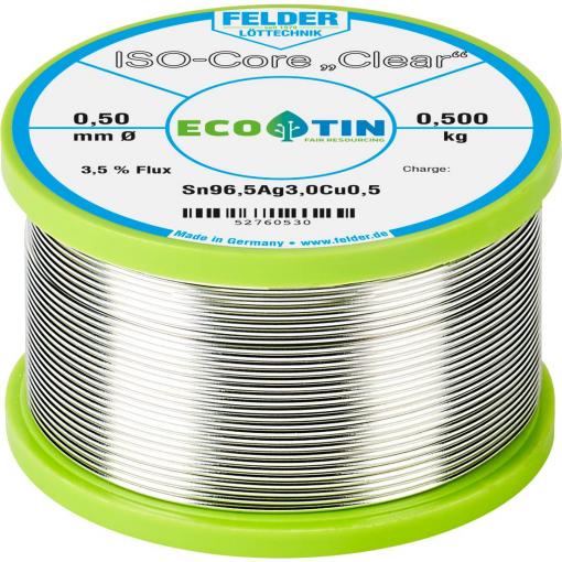 Felder ISO-Core Clear SAC305 pájecí cín cívka Sn96,5Ag3Cu0,5 0.500 kg 0.5 mm