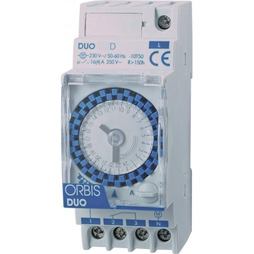 ORBIS Zeitschalttechnik DUO D 230 V časovač na DIN lištu, OB291032, analogový, 1 x přepínač