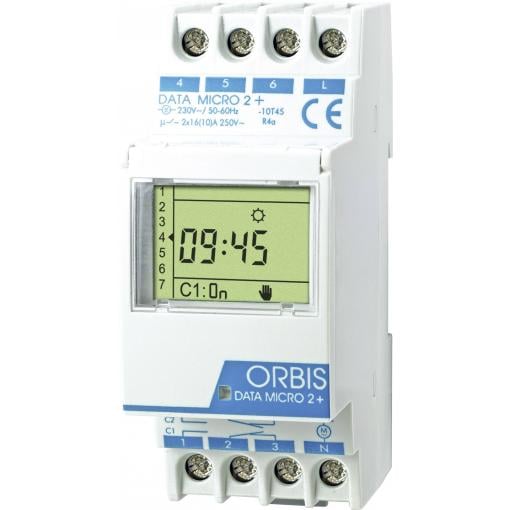 ORBIS Zeitschalttechnik DATA MICRO-2 + 230 V časovač na DIN lištu, OB171912N, digitální, 2 x přepínač