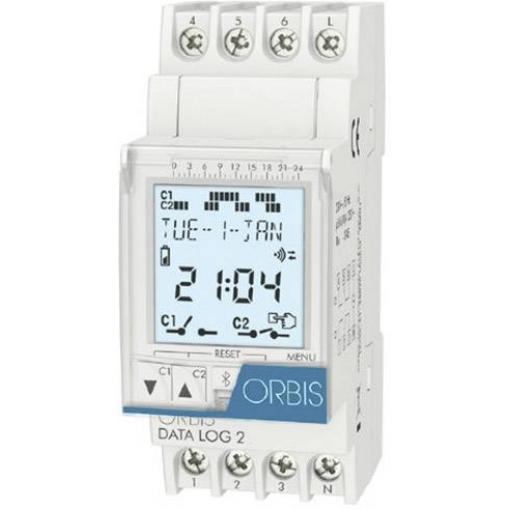 ORBIS Zeitschalttechnik DATA LOG 2 230 V časovač na DIN lištu, OB175012, digitální, 2 x přepínač