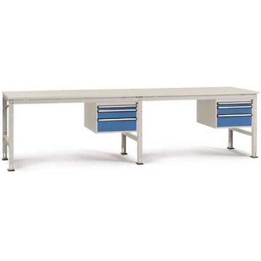 Manuflex AU5735.5012 Kompletní pracovní stůl základní a přídavné Univerzální standardní s multiplex deska, Šxhxv = 4000 x 800 x 760-870 mm světle modrá (RAL