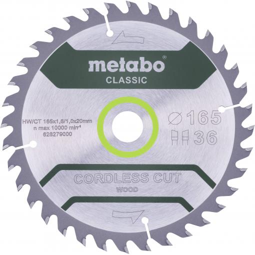 Metabo CORDLESS CUT WOOD CLASSIC 628279000 pilový kotouč 165 x 20 x 1 mm Počet zubů (na palec): 36 1 ks