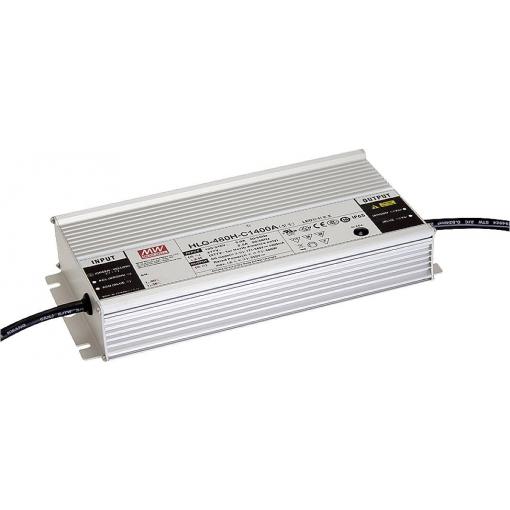 MEAN WELL HLG-480H-C1400A LED driver konstantní proud 480 W 700 - 1400 mA 171 - 343 V/DC nastavitelný, bez možnosti stmívání, ochrana proti přepětí , přepětí ,