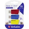 Verbatim V Store N CLICK USB flash disk 16 GB žlutá, červená, modrá 49306  USB 3.2 (Gen 1x1)