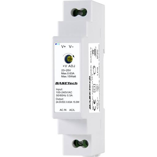 Basetech BT-2250248 síťový zdroj na DIN lištu 24 V 0.63 A 15 W Počet výstupů:1 x Obsah 1 ks