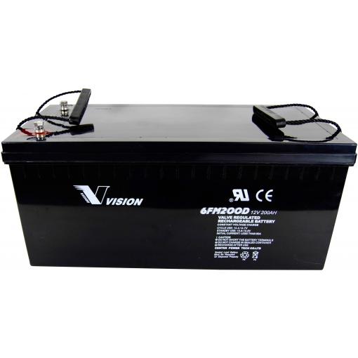 Vision Akkus 6FM200DX VIS6FM200DX olověný akumulátor 12 V 200 Ah olověný se skelným rounem (š x v x h) 522 x 240 x 238 mm šroubované M8 bezúdržbové, odolné