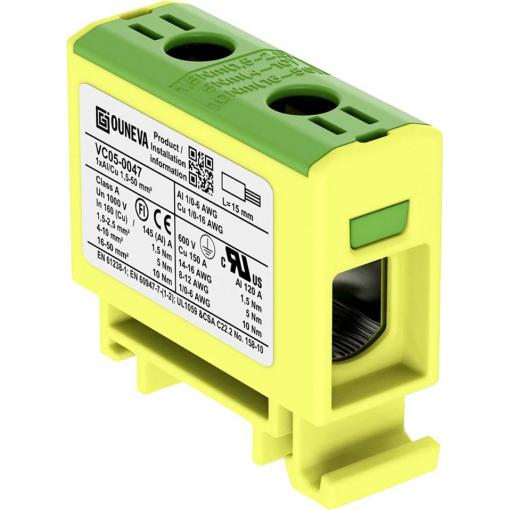 Ouneva Group VC05-0047 blok rozvaděče šroubovací žlutozelená 1 ks