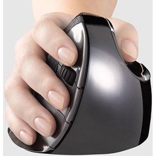 Evoluent D Medium laserová ergonomická myš, přenos bezdrátový, 6 tlačítko, pistolová šedá