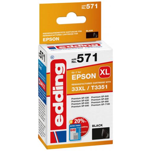 Edding Ink náhradní Epson 33XL, T3351 kompatibilní černá EDD-571 18-571