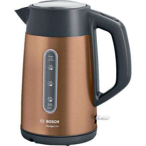 Bosch Haushalt TWK4P439 rychlovarná konvice, ochrana proti přehřátí, bezšňůrová, S výklopným víkem, měděná, TWK4P439