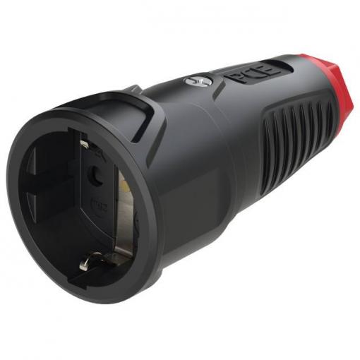 PCE 2510-src zásuvka plast, guma 230 V černá IP20