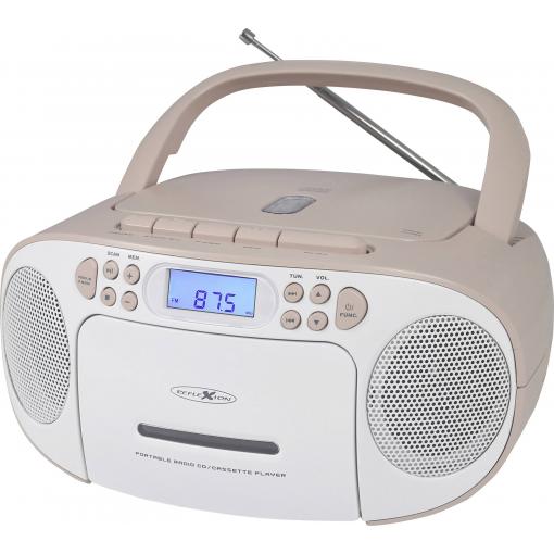 Reflexion RCR2260PK RCR2260PK rádio s CD, FM, AUX, CD, kazeta, růžová, bílá