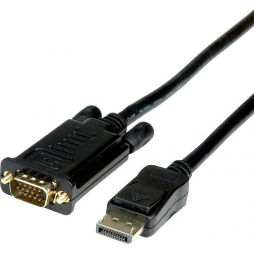 Value DisplayPort / VGA kabelový adaptér Konektor DisplayPort, VGA pólové Zástrčka 2.00 m černá 11.99.5802 s ochranou Kabel DisplayPort