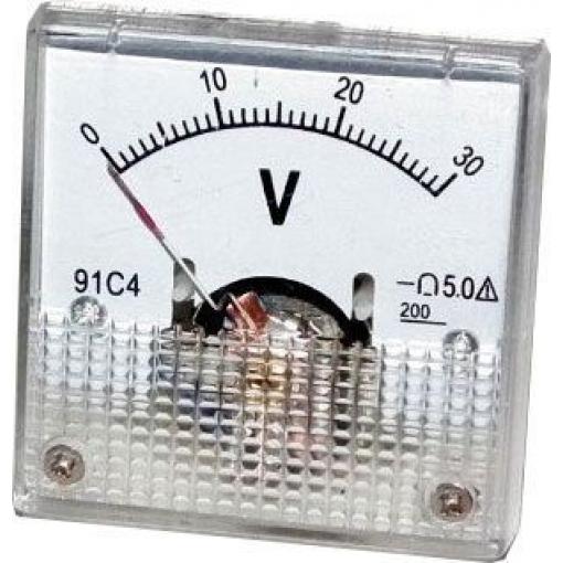Analogový panelový voltmetr 91C4 30V DC