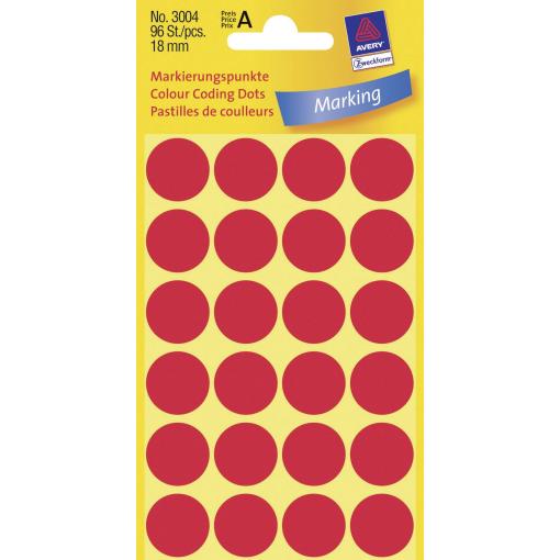 Avery-Zweckform 3004 popisovače etiket Ø 18 mm červená 96 ks trvalé papír