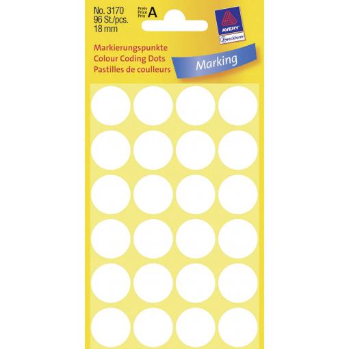 Avery-Zweckform 3170 popisovače etiket Ø 18 mm bílá 96 ks trvalé papír