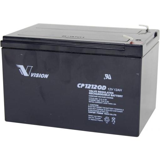 Vision Akkus CP12120D CP12120D olověný akumulátor 12 V 12 Ah olověný se skelným rounem (š x v x h) 151 x 101 x 98 mm plochý konektor 6,35 mm bezúdržbové,
