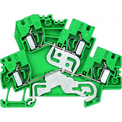 Z terminal earth terminal, Feed-through terminal, Double-tier terminal, Rated cross-section: Tension clamp connection, Wemid, Green, ZDK 4-2 PE 8671050000