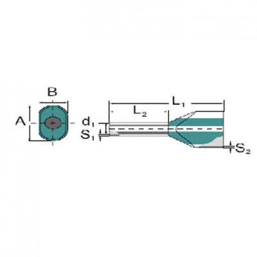 Wire end ferrule, 6 mm&sup2;, 12 mm, Colour code: DIN, Yellow
