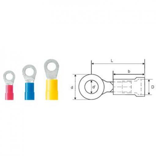 Weidmüller 9200190000 kulaté kabelové oko Průřez (max.)=2.50 mm² Ø otvoru=6.4 mm částečná izolace modrá 100 ks