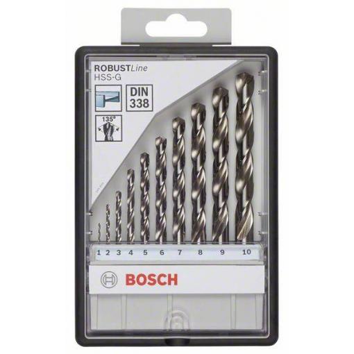 Bosch Accessories 2607010535 HSS sada spirálových vrtáku do kovu 10dílná 1 mm, 2 mm, 3 mm, 4 mm, 5 mm, 6 mm, 7 mm, 8 mm, 9 mm, 10 mm broušený DIN 338 válcová