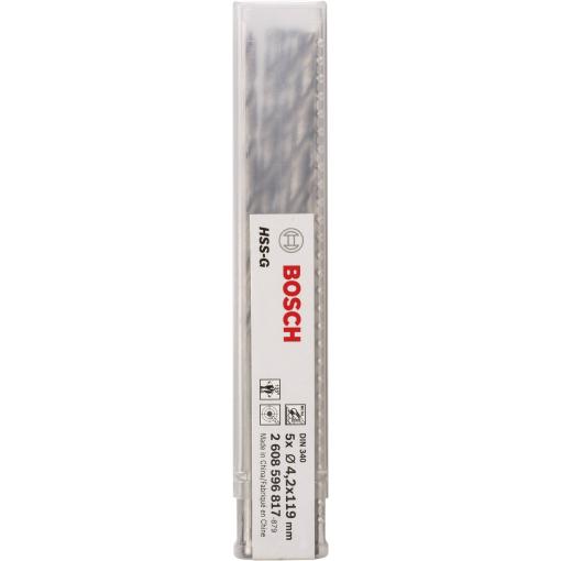 Bosch Accessories 2608596817 2608596817 HSS kovový spirálový vrták 4.2 mm Celková délka 119 mm broušený DIN 340 válcová stopka 5 ks