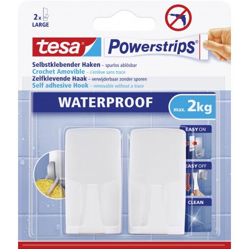 tesa POWERSTRIPS® Voděodolný háček bílá Množství: 2 ks