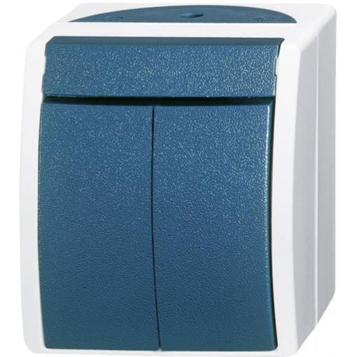 Busch-Jaeger 2601/5 W-53 spínání ve vlhkých místnostech dvojitý vypínač Ocean na omítku modrá, zelená 1 ks