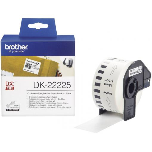 Brother Brother DK-22225 - Papier - Schwarz auf Weiß - Rolle (3,8 cm x 30,5 m) etikety v roli 38 mm x 30.48 m papír bílá 1 ks trvalé DK22225 univerzální etikety