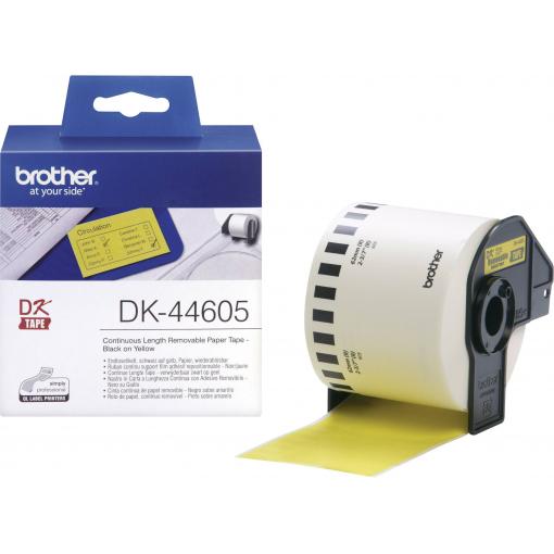 Brother Brother DK44605 - Entfernbarer Klebstoff - Gelb - Rolle (6,2 cm x 30,5 m) etikety v roli 62 mm x 30.48 m papír žlutá 1 ks přemístitelné DK44605