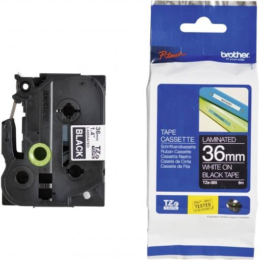 etikety Brother TZe, TZ TZe-365 Barva pásky: černá Barva písma:bílá 36 mm 8 m