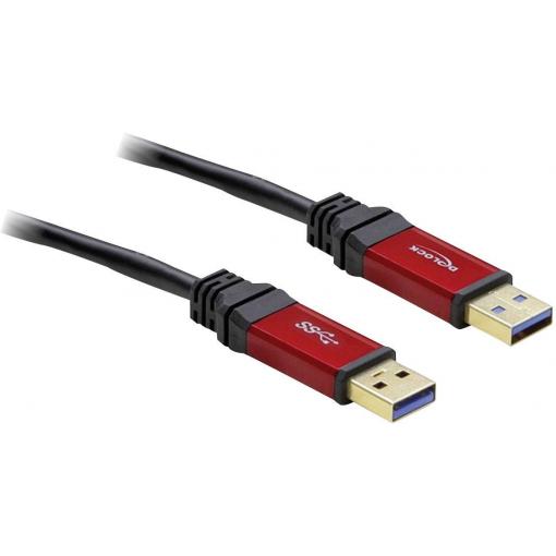 Delock USB kabel USB 3.2 Gen1 USB-A zástrčka, USB-A zástrčka 5.00 m červená, černá pozlacené kontakty, UL certifikace 82747