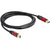 Delock USB kabel USB 3.2 Gen1 (USB 3.0 / USB 3.1 Gen1) USB-A zástrčka, USB-B zástrčka 5.00 m červená, černá pozlacené kontakty, UL certifikace 82759