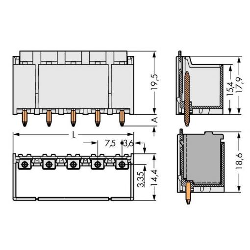 WAGO 2092 konektor do DPS 2, rozteč 7.50 mm, 2092-3402/200-000, 100 ks