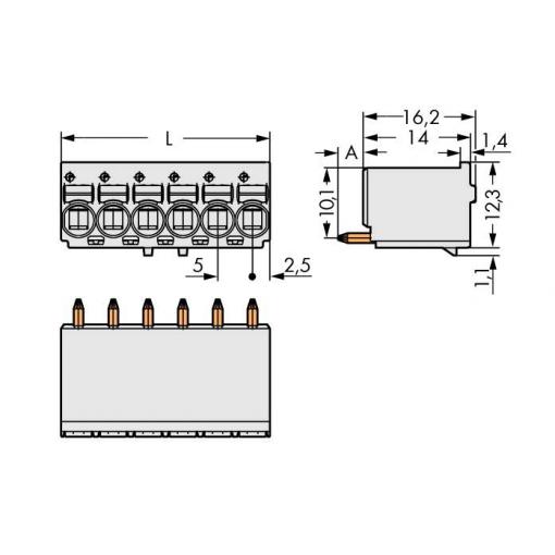 WAGO 2092 konektor do DPS 8, rozteč 5 mm, 2092-1178, 100 ks