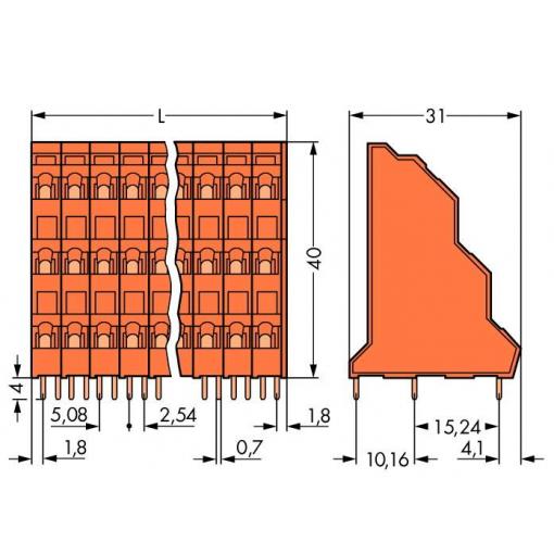 WAGO 737-404 Třípatrové svorky 2.50 mm² Pólů 12 oranžová 48 ks