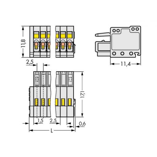 WAGO 733 zásuvkový konektor na kabel 8, rozteč 2.50 mm, 733-108/000-9037, 100 ks