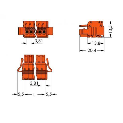 WAGO 2734 zásuvkový konektor na kabel 12, rozteč 3.81 mm, 2734-212/037-000, 25 ks