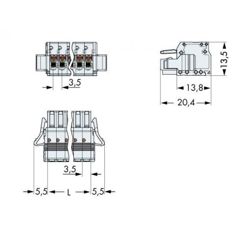 WAGO zásuvkový konektor na kabel 2734 Počet pólů 3 Rastr (rozteč): 3.50 mm 2734-103/037-000 100 ks