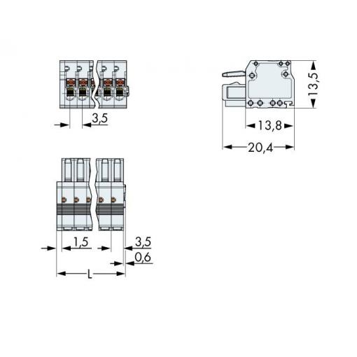 WAGO 2734 zásuvkový konektor na kabel 12, rozteč 3.50 mm, 2734-112, 50 ks